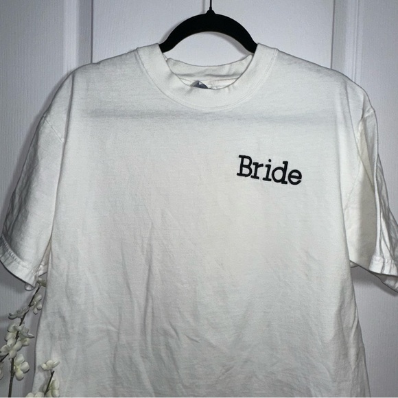 Vintage Hanes‎ beefy White 'Bride' Men's T-Shirt - Picture 2 of 6